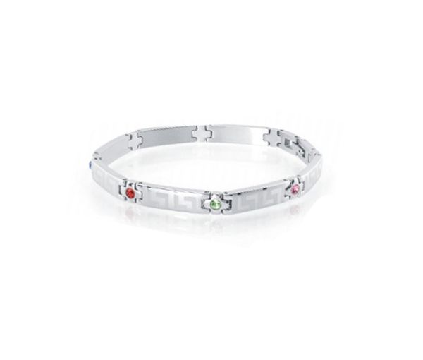 BRACELET EN ACIER À MOTIF VERSACE SERTI DE CUBIQUES ZIRCONIAS